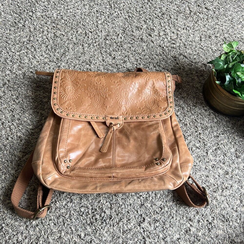 The Sak Tan Backpack with Embossed Flap